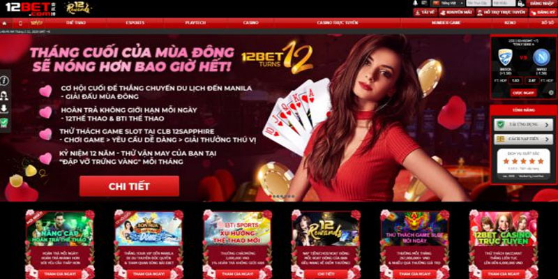 Tại 12Bet sẽ có tỷ lệ cược cao so với thị trường